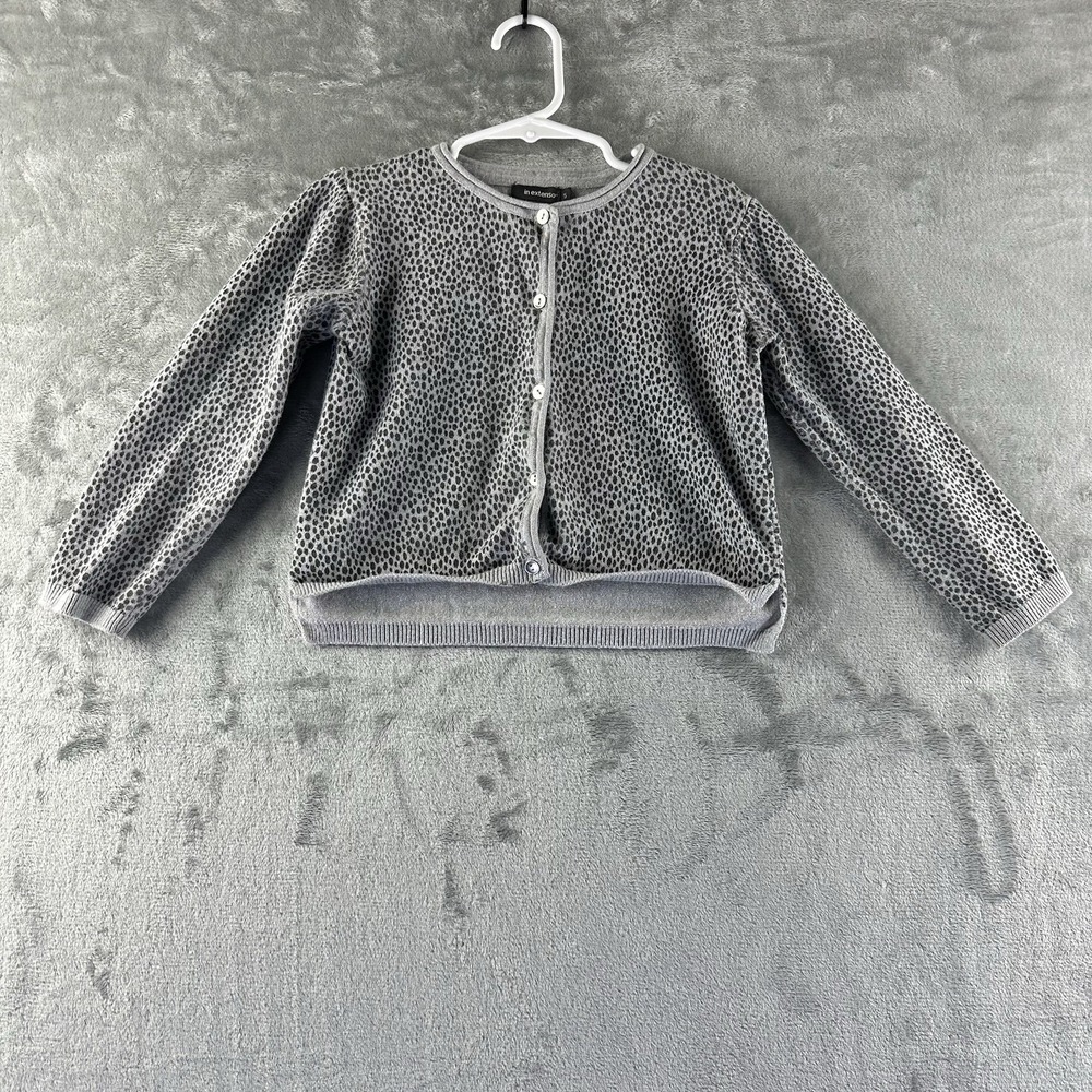 In Extenso Cardigan Sweater Girls 5 Gray Abstract Polka Dot